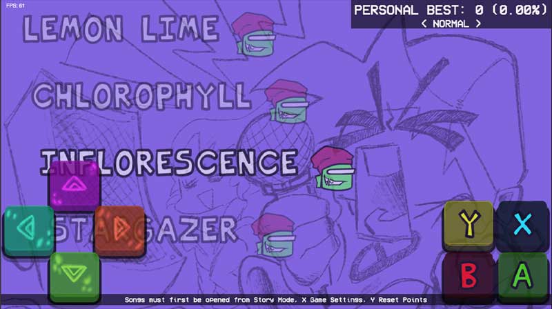 a screen shot from freplay mode on fnf mobile game vs impostor lime green v slice on the fnfmob site